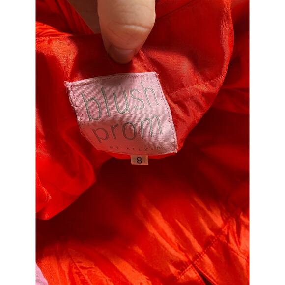 Blush Prom by Alexia Dress Size 8 Formal Prom Red Halter Satin High Slit Y2K New - Picture 14 of 16